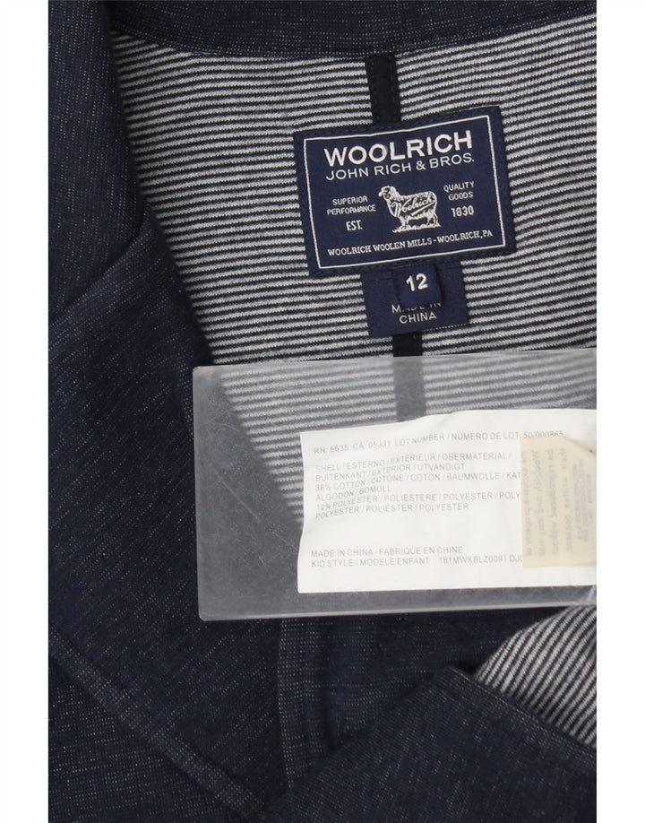 Giacca blazer a 3 bottoni Woolrich per ragazzi 11-12 anni in cotone blu navy