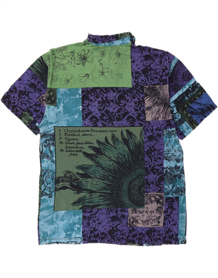 KAFKA Mens Polo Shirt IT 50 Medium Multicoloured Patchwork Cotton