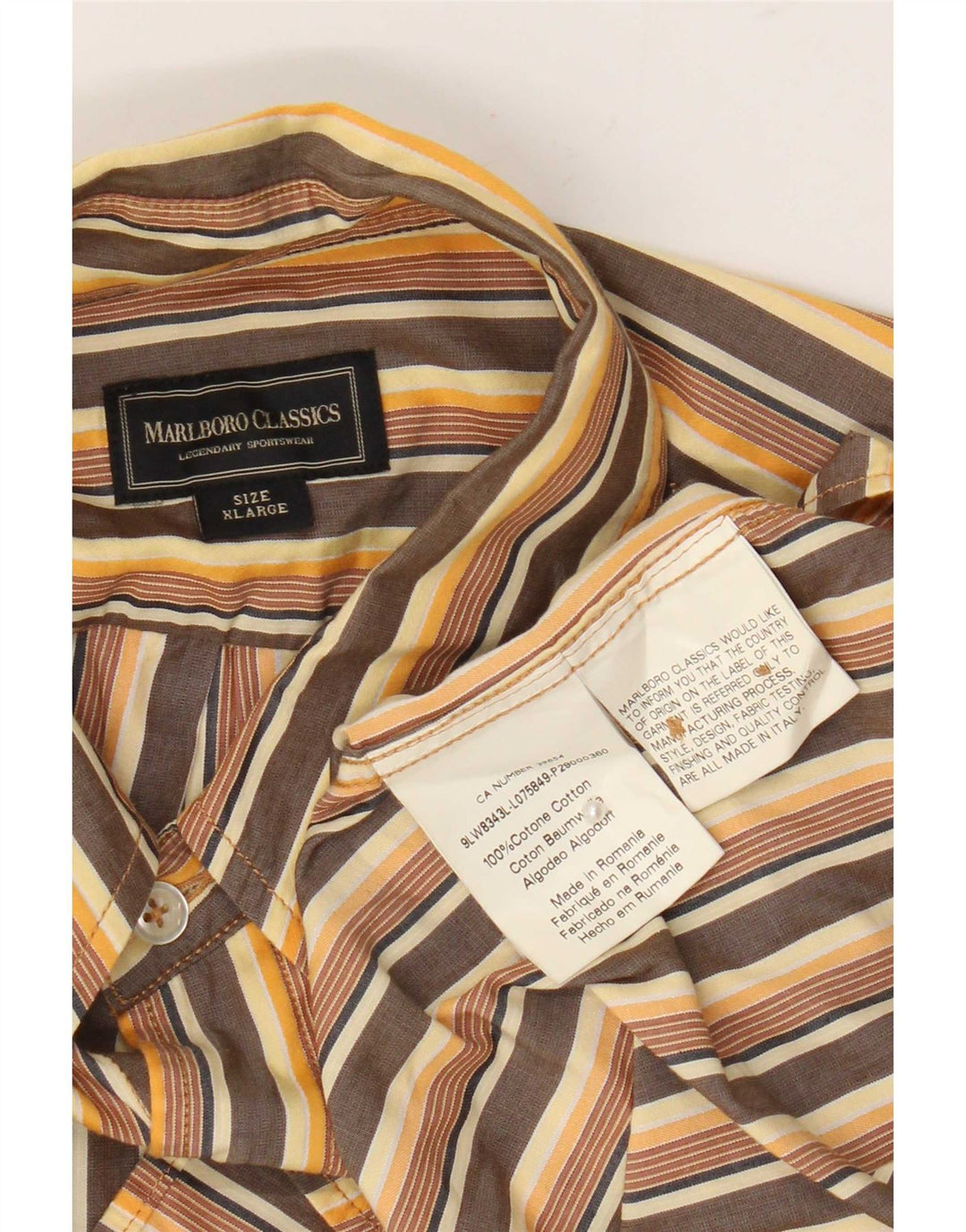 Camicia da uomo Regular Fit Marlboro Classics XL in cotone a righe marroni
