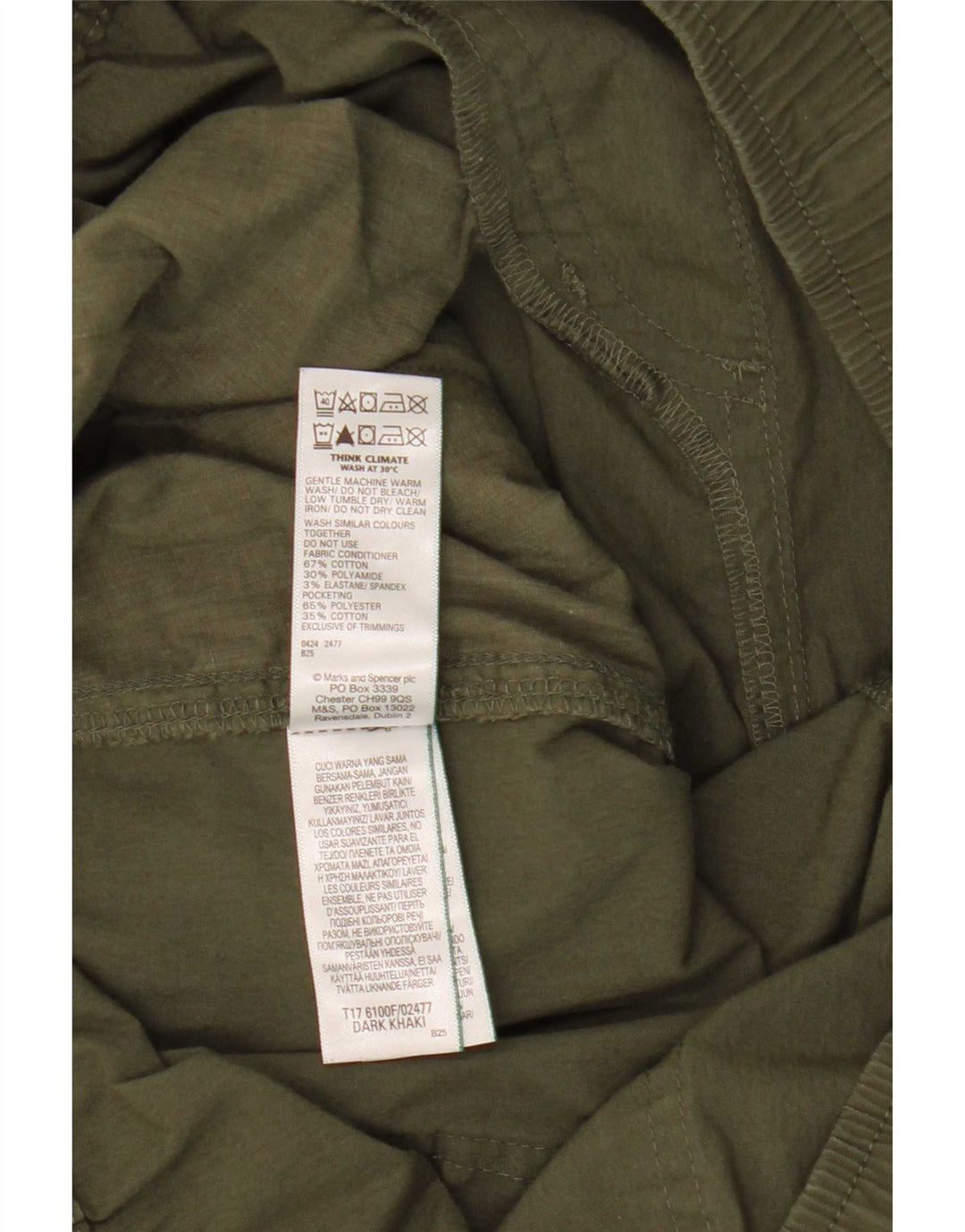 Pantaloni cargo dritti da uomo Marks & Spencer grandi W36 L28 cotone kaki