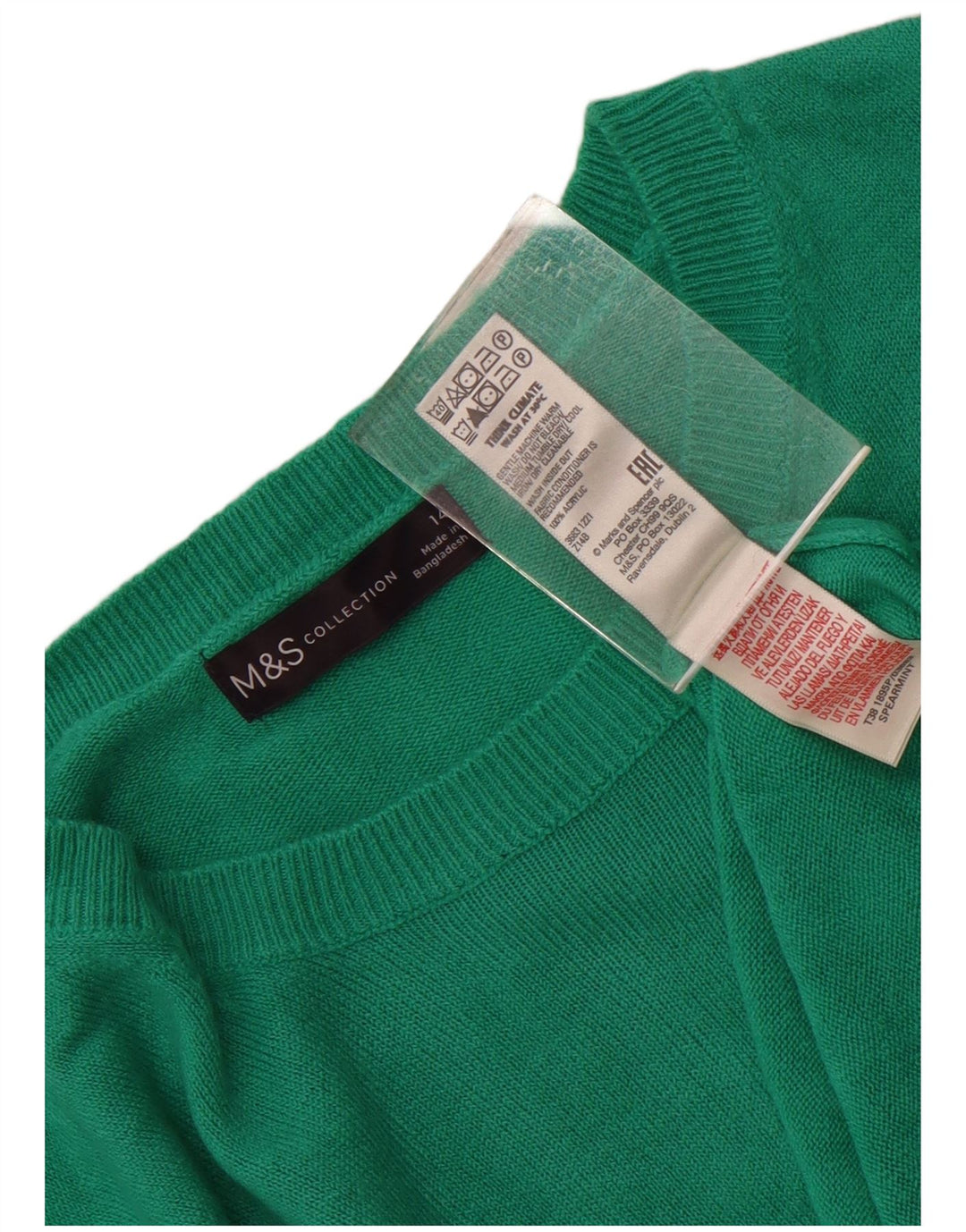Maglione maglione girocollo corto da donna Marks & Spencer UK 14 verde medio