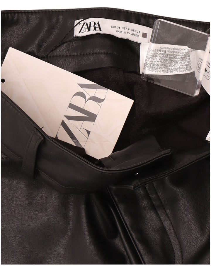 Pantaloni Zara da donna in ecopelle bootcut EU 38 piccoli W28 L26 neri