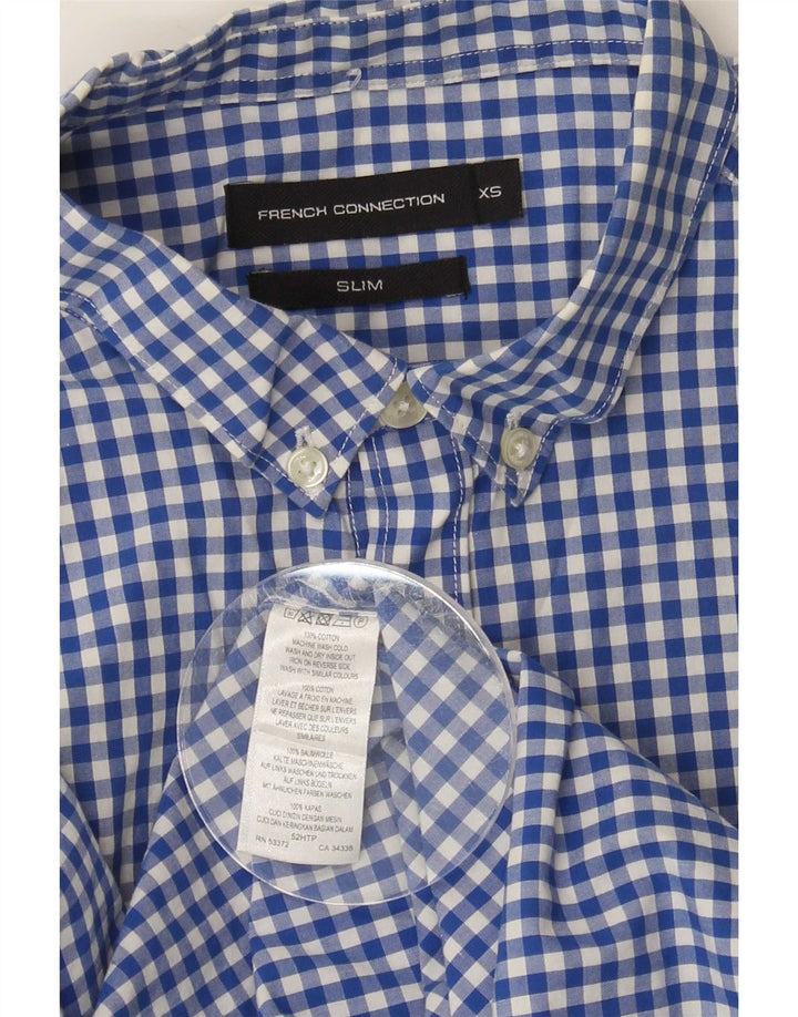 Camicia slim da uomo French Connection XS in cotone a quadretti blu