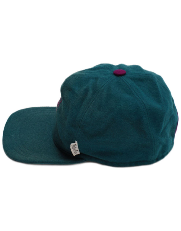 CONTE OF FLORENCE Mens Graphic Baseball Cap Large Turquoise Wool