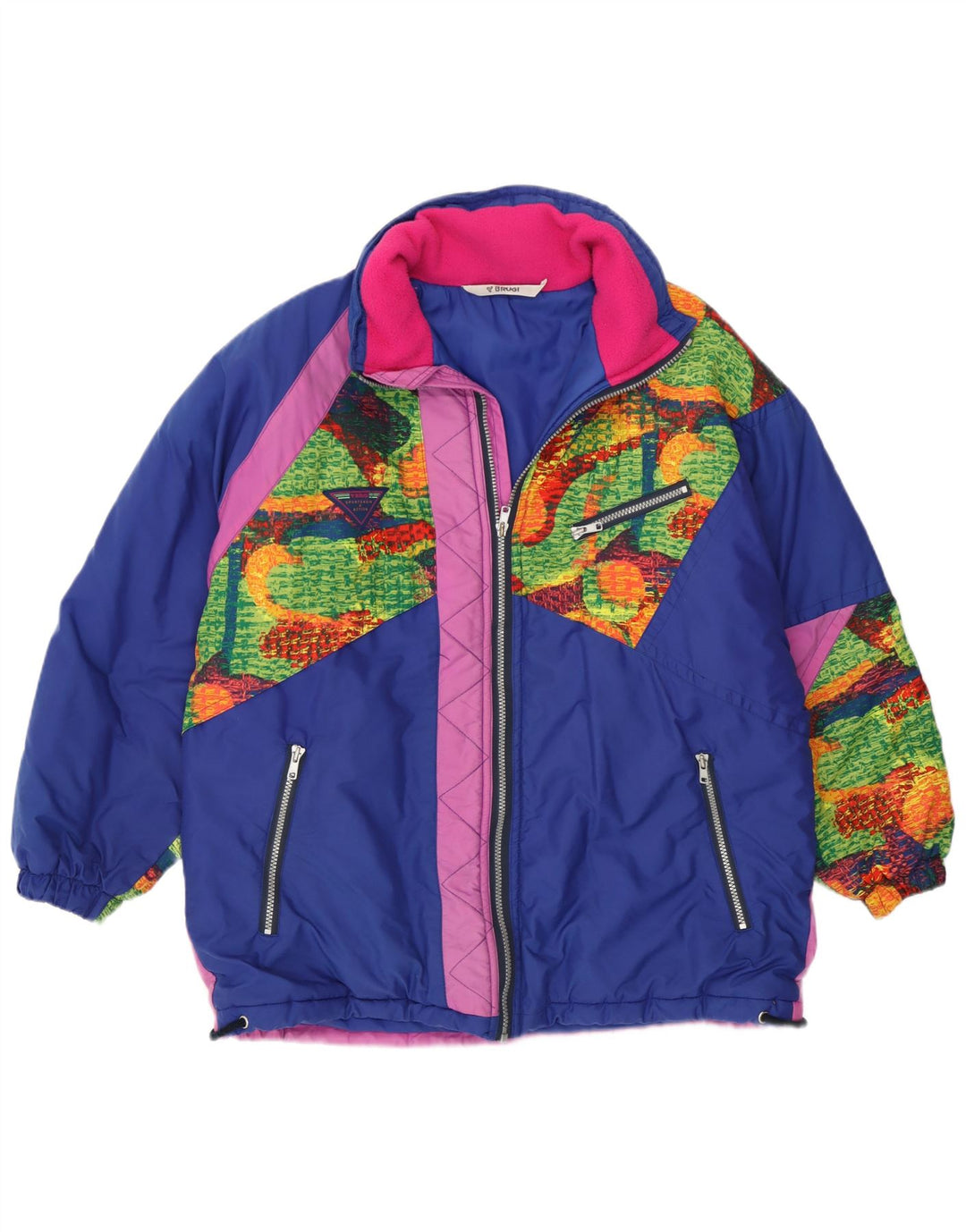 Giacca da sci con cappuccio da donna Brugi UK 16 grande multicolore color block