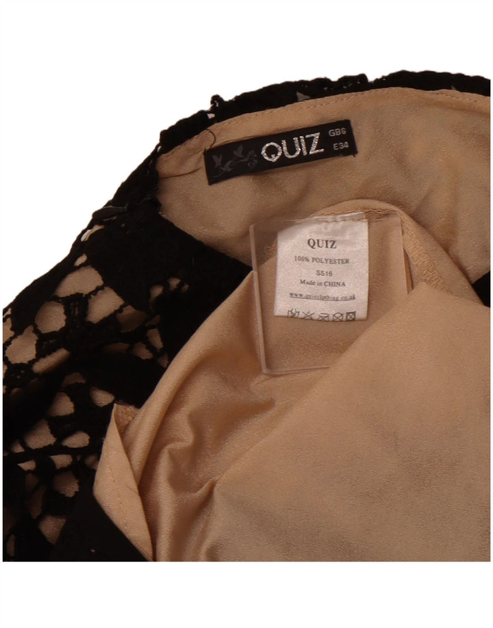 QUIZ Abito da donna a trapezio senza maniche all'uncinetto UK 6 XS Nero floreale