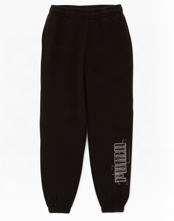 Pantaloni da tuta grafica da ragazzo Puma Joggers 11-12 anni in cotone nero