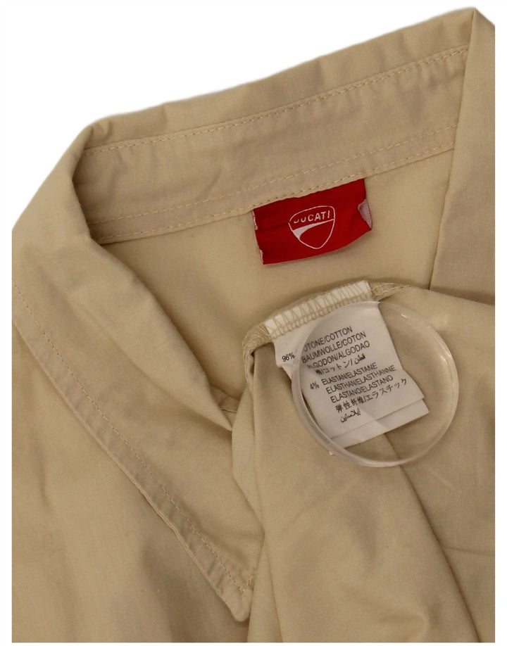 DUCATI Camicia grafica da uomo a maniche corte grande in cotone beige