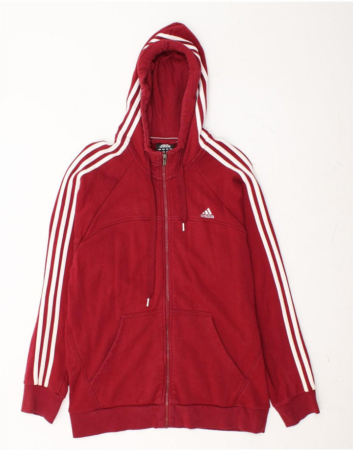 Maglione con cappuccio e zip da uomo ADIDAS grande in cotone rosso