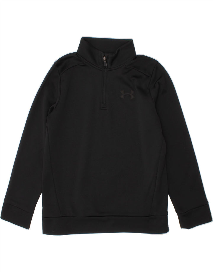 UNDER ARMOUR Boys Zip Neck Sweatshirt Jumper 7-8 Years Small  Black Vintage Under Armour and Second-Hand Under Armour from Messina Hembry 