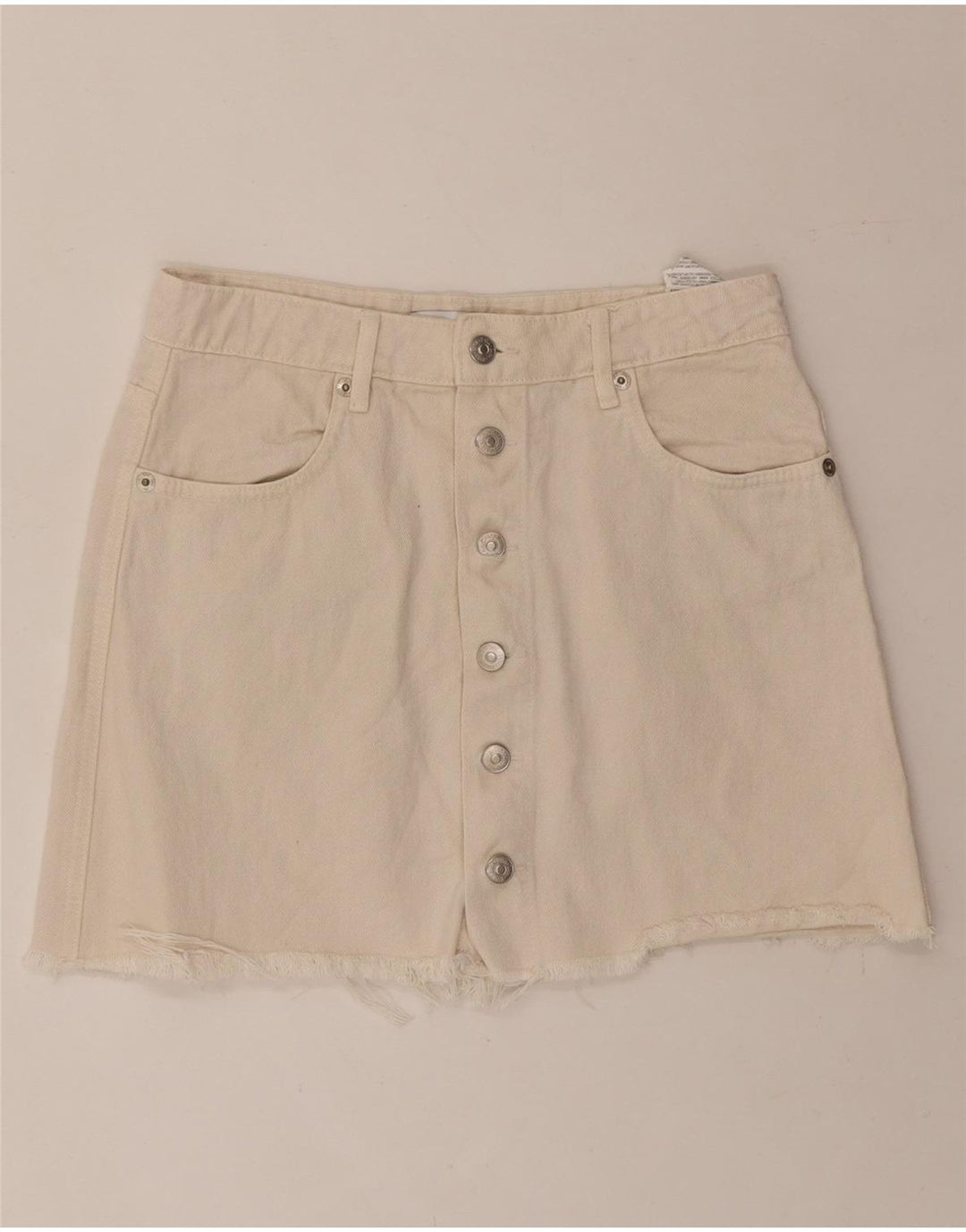 ZARA Womens Denim Skirt Medium W28 Off White Cotton Vintage Zara and Second-Hand Zara from Messina Hembry 