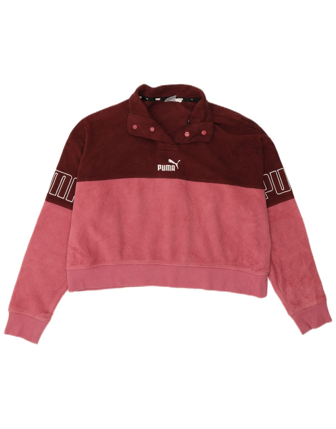 Maglione in pile grafico oversize da donna Puma UK 14 Borgogna medio