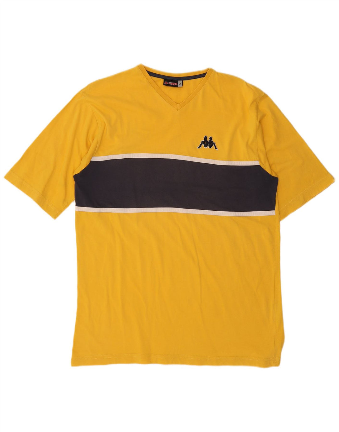 T-shirt da uomo Kappa Top Large in cotone color block giallo