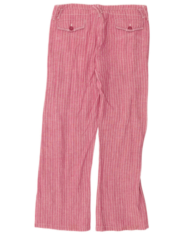 Pantaloni casual dritti da donna Armani W30 L30 Lino gessato rosa