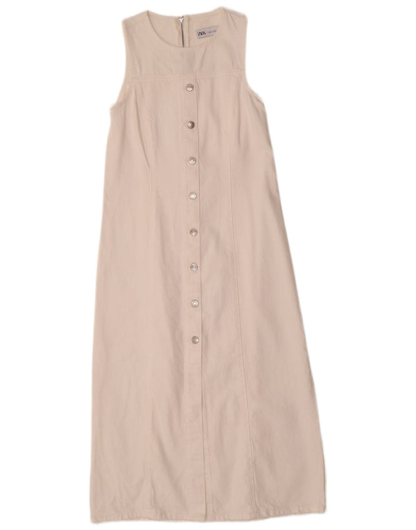 Abito in denim senza maniche da donna Zara UK 8 Small bianco