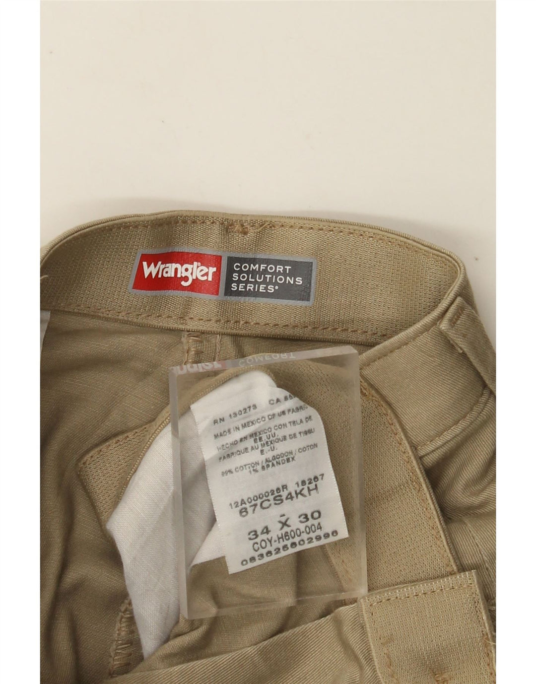 Pantaloni chino dritti da uomo WRANGLER vestibilità comoda W34 L30 cotone beige