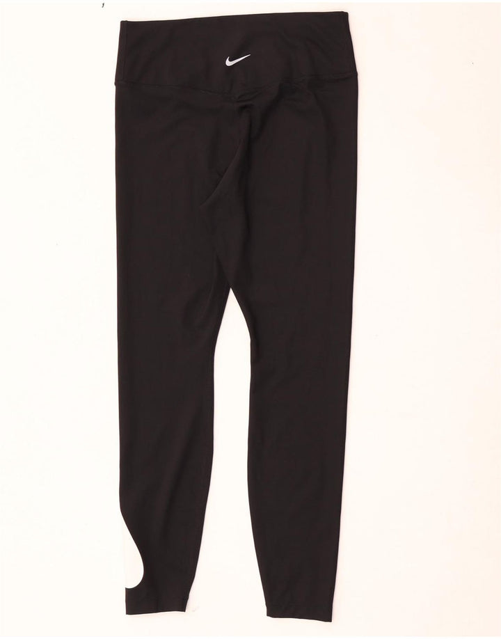 Leggings grafici Nike Dri Fit da donna UK 14 poliestere nero medio