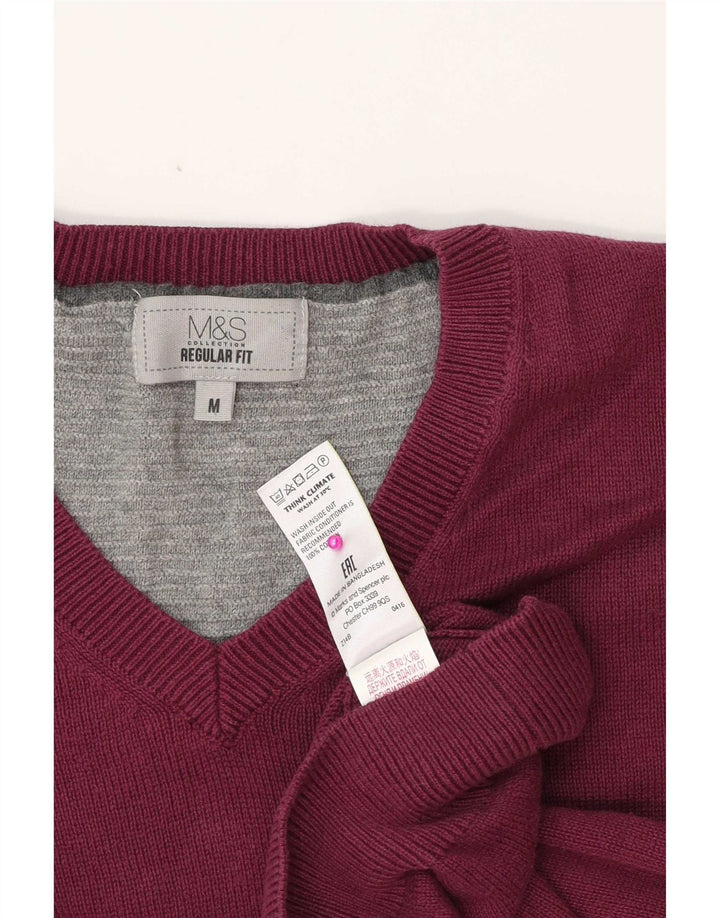Maglione da uomo Marks & Spencer vestibilità regolare con scollo a V cotone viola medio