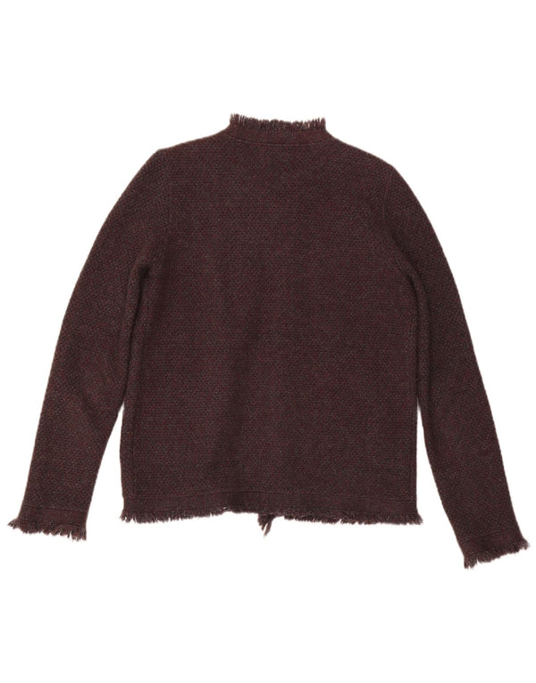 Maglione cardigan aperto da donna Laura Ashley UK 12 Borgogna medio screziato