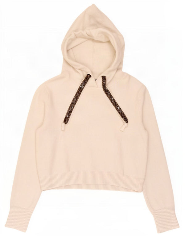 Zara Womens Crop Hoodie Jumper UK 14 Medium White