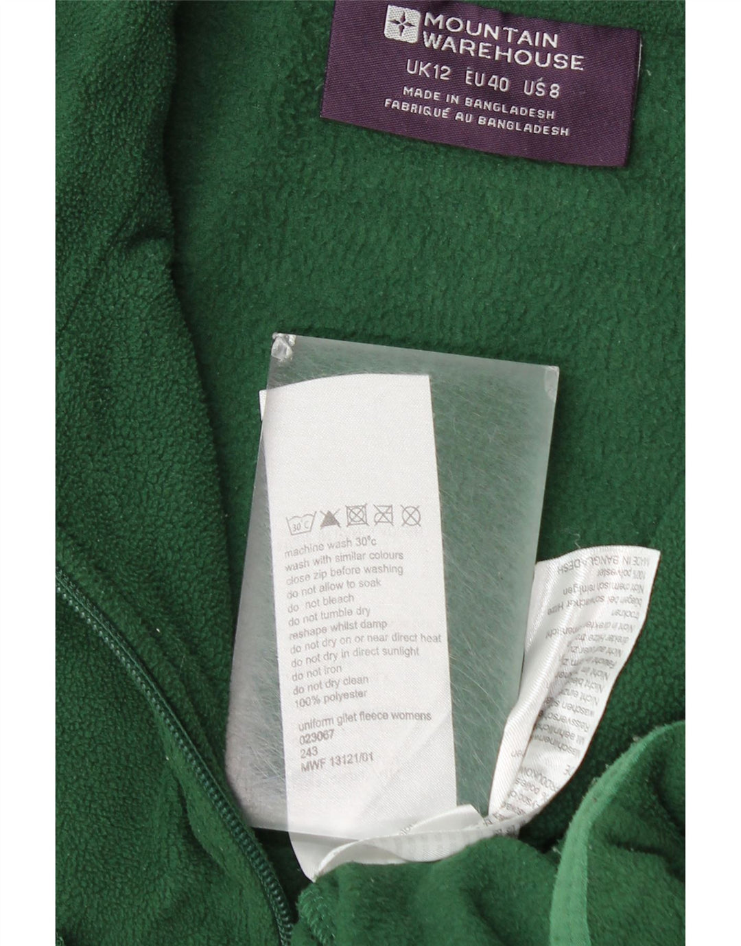 Gilet in pile da uomo Mountain Warehouse UK 12 Poliestere verde medio
