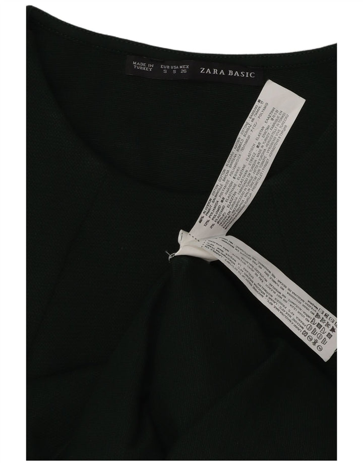 ZARA Womens Sheath Dress UK 10 Small Green Cotton