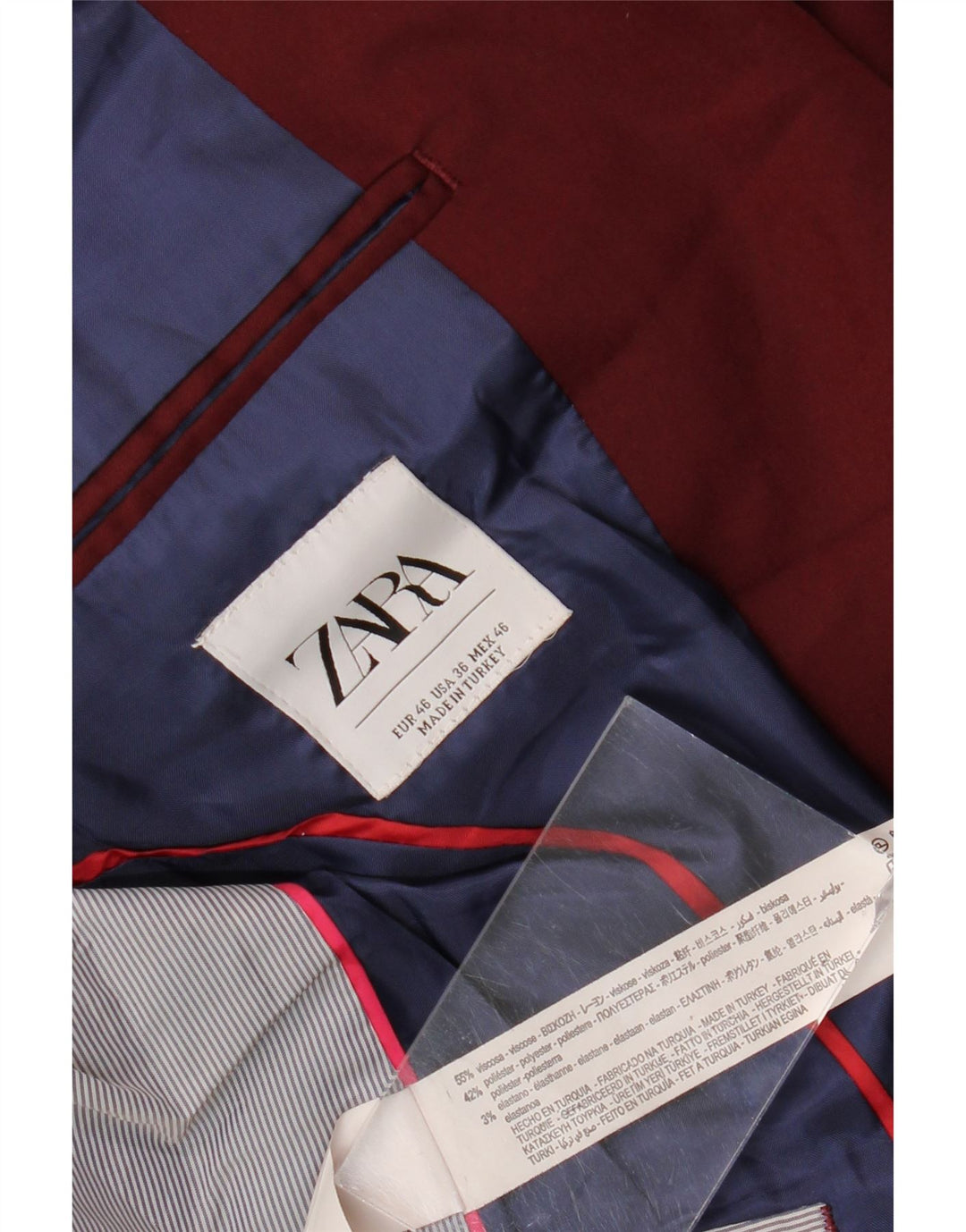Giacca blazer a 2 bottoni da uomo Zara EU 46 piccola viscosa bordeaux