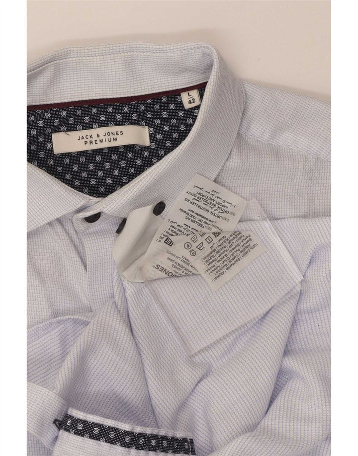 Camicia da uomo Jack & Jones taglia 42 grande cotone a quadri blu