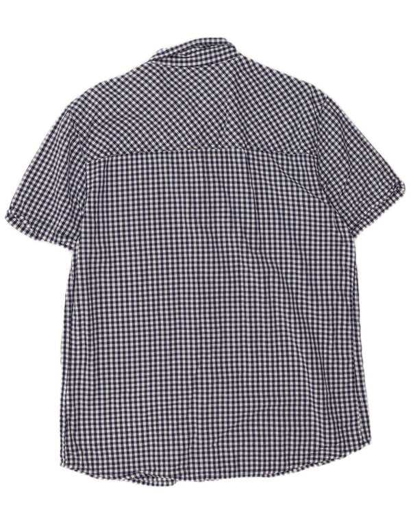 Camicia a maniche corte da uomo Mountain Warehouse Large in cotone a quadretti blu navy