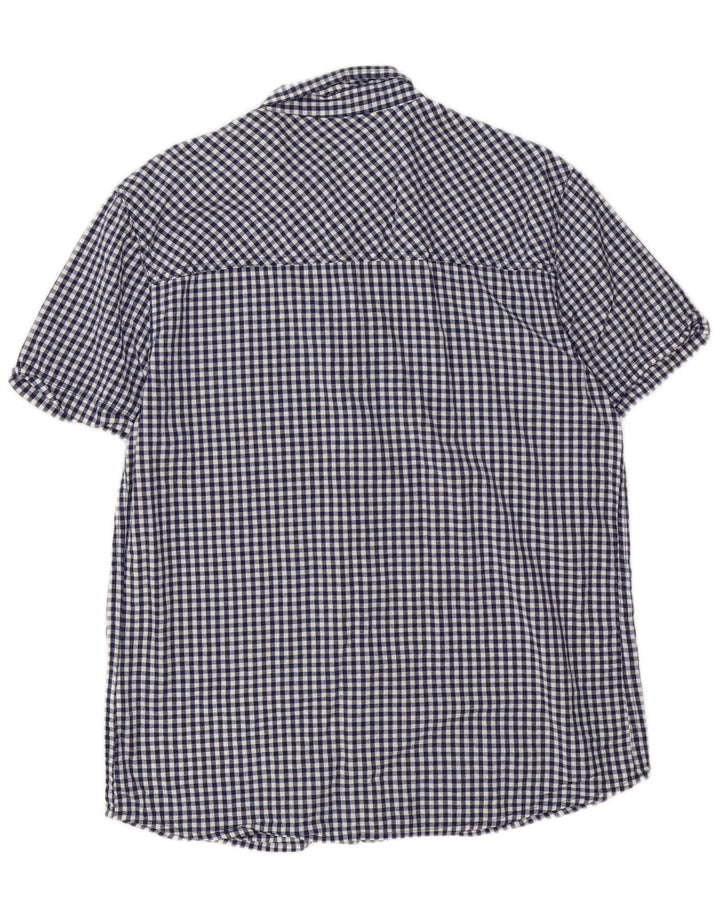 Camicia a maniche corte da uomo Mountain Warehouse Large in cotone a quadretti blu navy