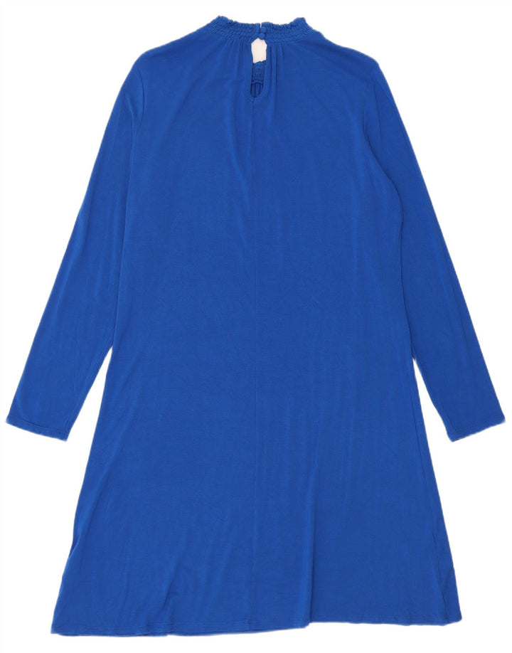 Abito a trapezio a maniche lunghe da donna Marks & Spencer UK 12 Viscosa blu medio