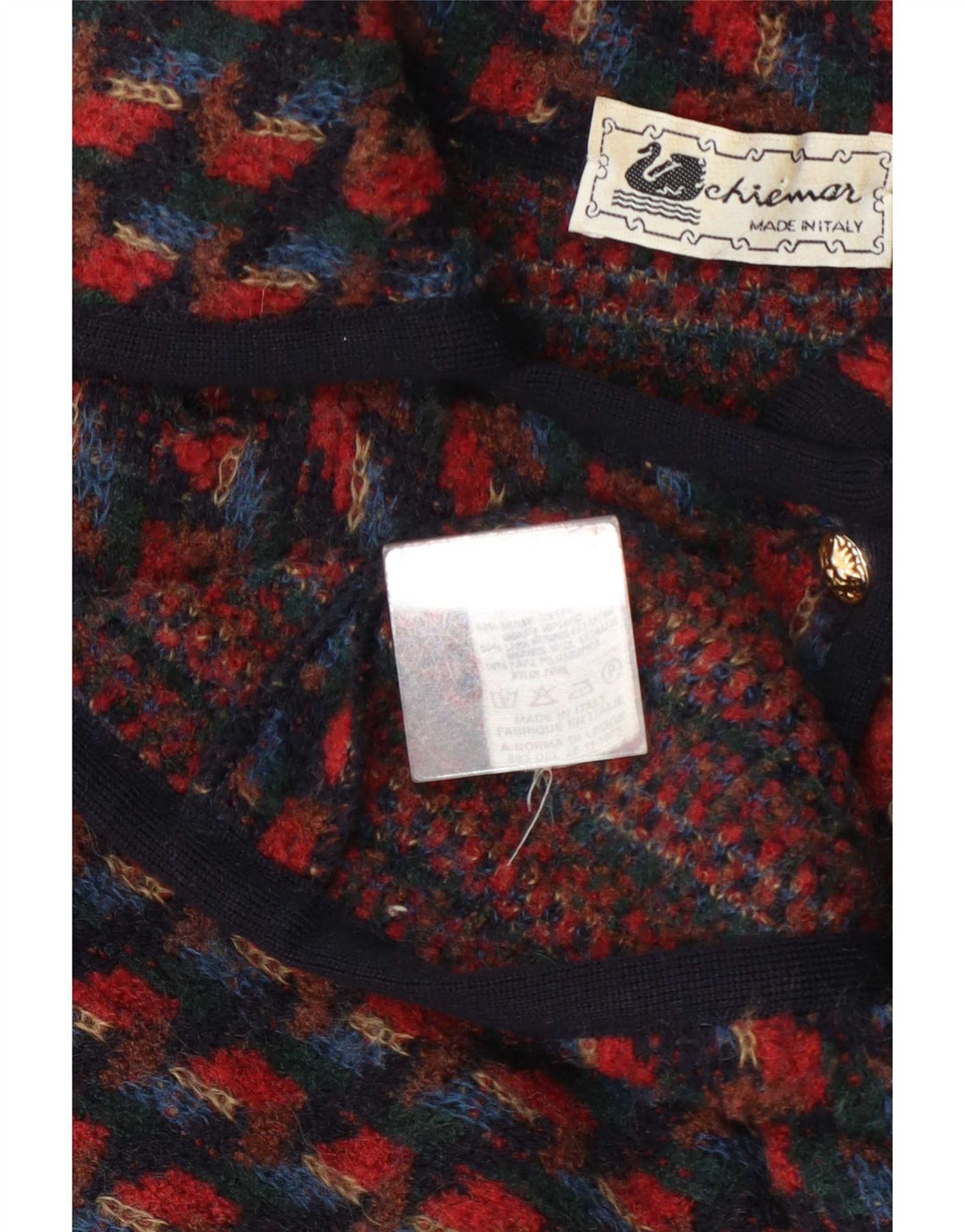 Set gonna vintage in maglia da donna in 2 pezzi UK 14 medio W28 pied de poule rosso