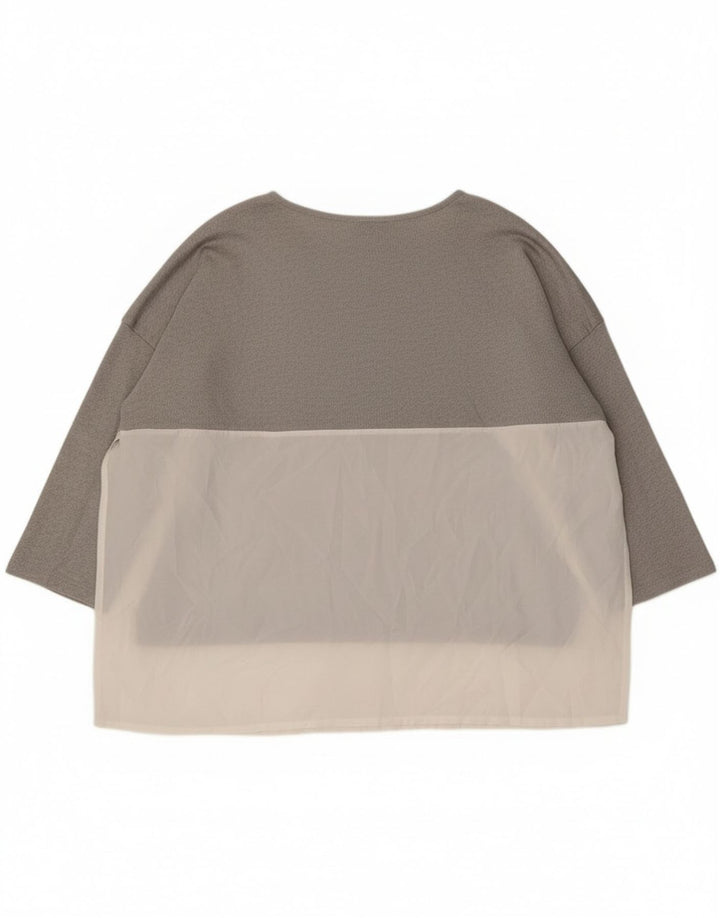 Top Zara da donna oversize con maniche a 3/4 UK 14 Colorblock grigio medio