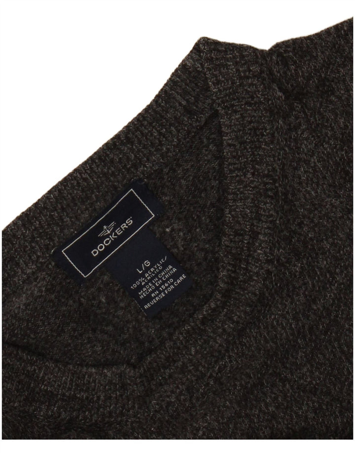DOCKERS Maglione girocollo da uomo grande in acrilico grigio