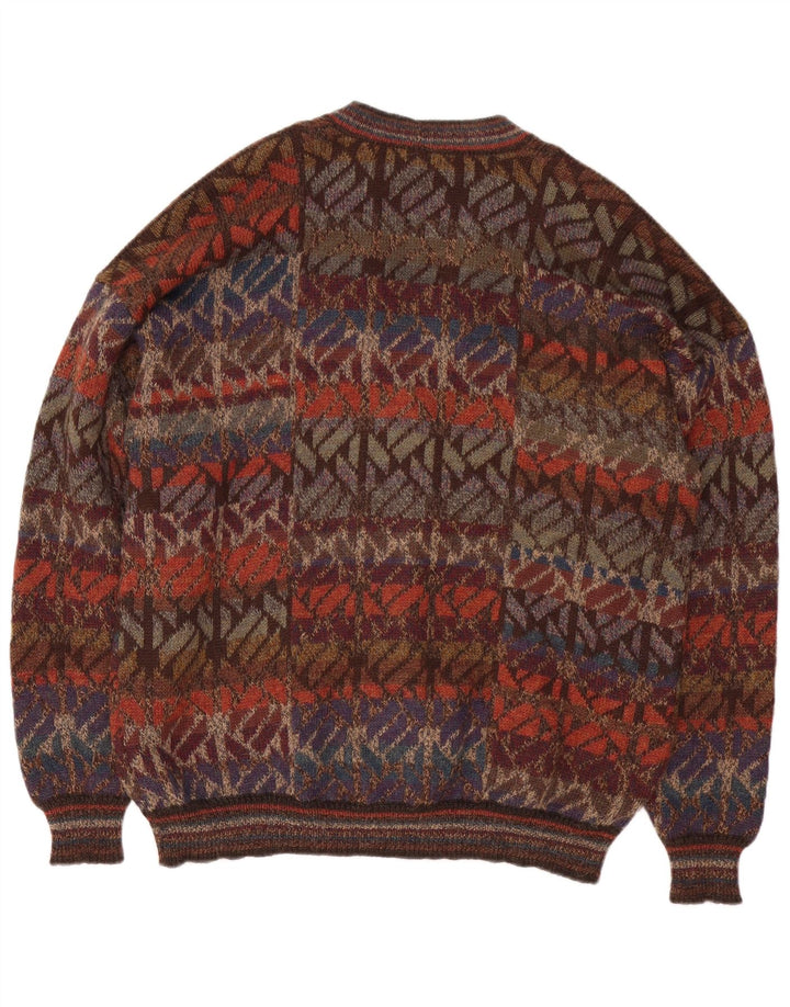 Maglione cardigan da uomo Intiwara grande lana di alpaca geometrica multicolore