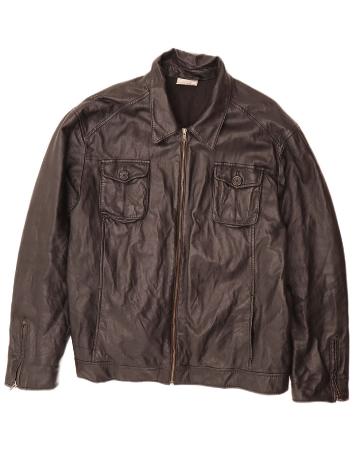 Giacca in pelle da uomo In Extenso UK 44 2XL Nera