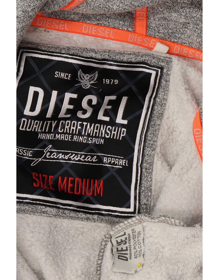 Diesel Maglione con cappuccio e zip grafica da uomo piccolo in poliestere grigio