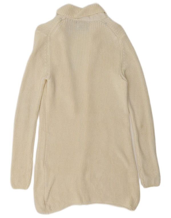 Massimo Dutti Maglione cardigan aperto lungo da donna UK 10 piccolo bianco sporco