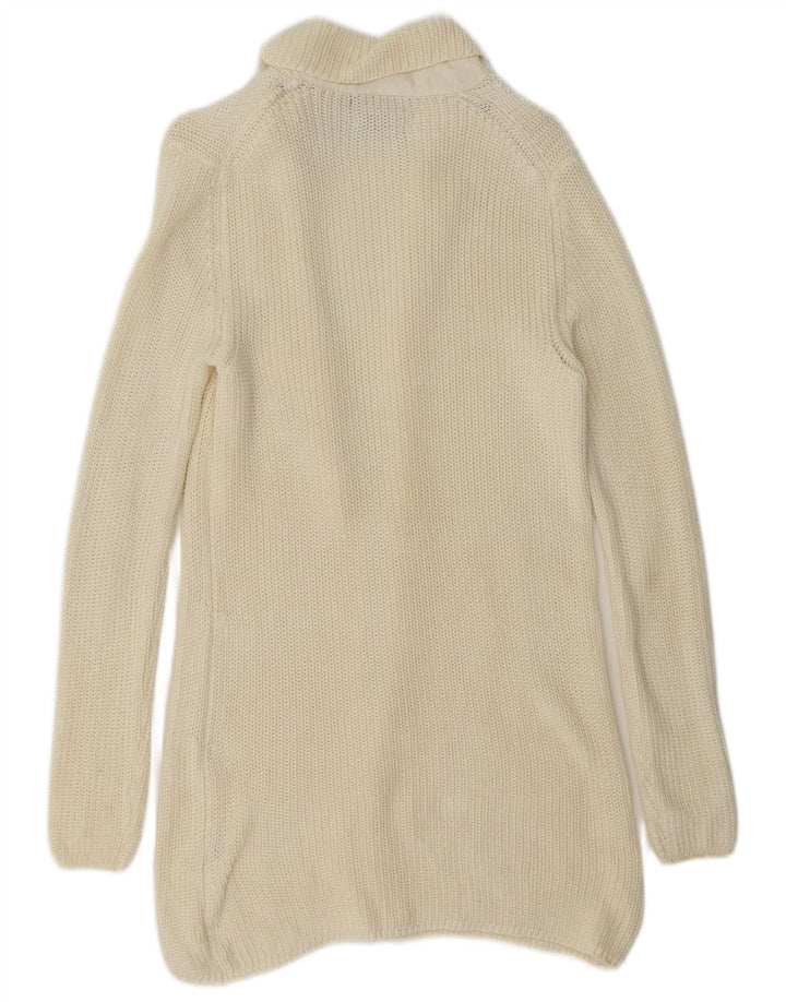 Massimo Dutti Maglione cardigan aperto lungo da donna UK 10 piccolo bianco sporco