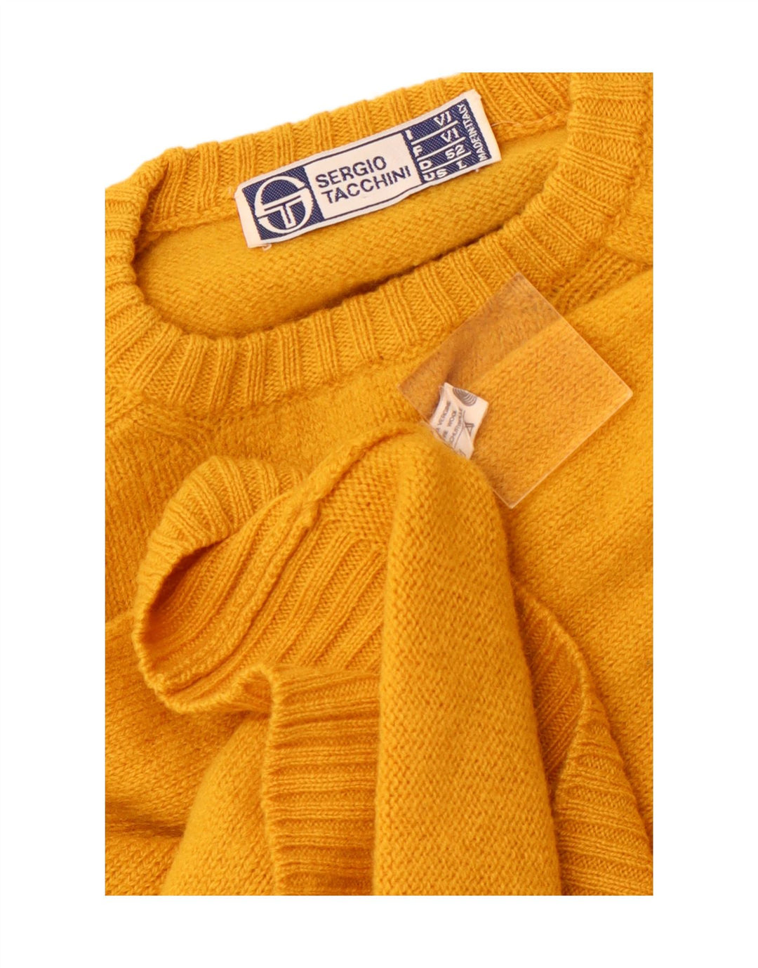 SERGIO TACCHINI Maglione girocollo da donna UK 14 Large Giallo