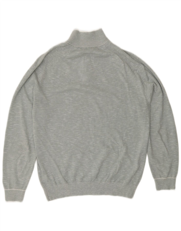 Maglione da uomo Reiss con zip e collo in cotone screziato blu medio