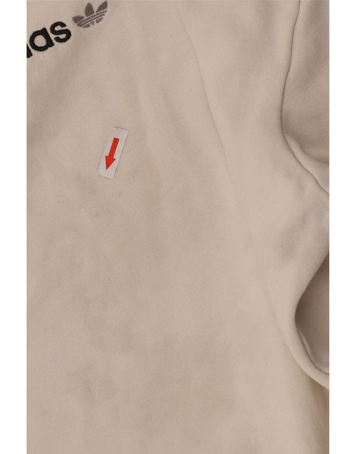 Felpa grafica da donna Adidas Jumper UK 14 cotone bianco sporco medio