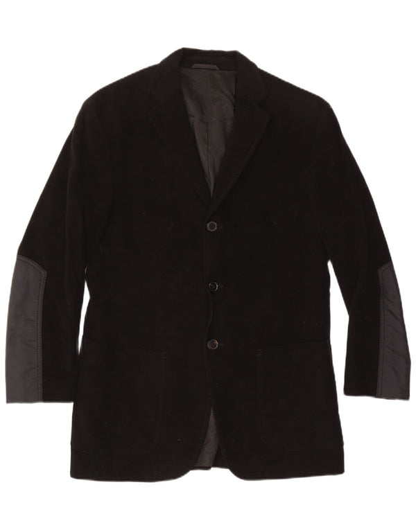 Giacca blazer da uomo a 3 bottoni Hugo Boss IT 46 piccola in cotone color block nero