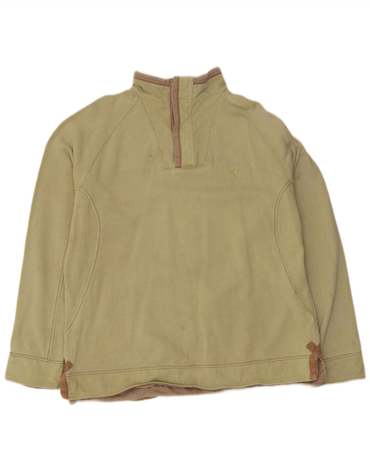 Felpa da uomo con collo abbottonato Fat Face, maglione grande, cotone verde