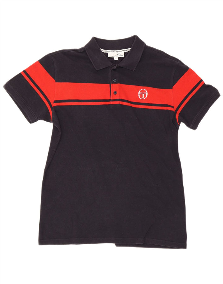 Polo da uomo Sergio Tacchini grande in cotone color block blu navy