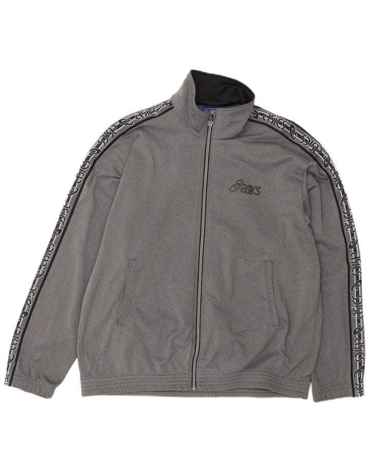 Giacca da ginnastica grafica Asics da uomo di colore grigio medio