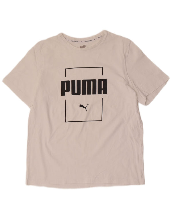 Puma T-shirt grafica da donna Top UK 16 Large White Cotton Sports