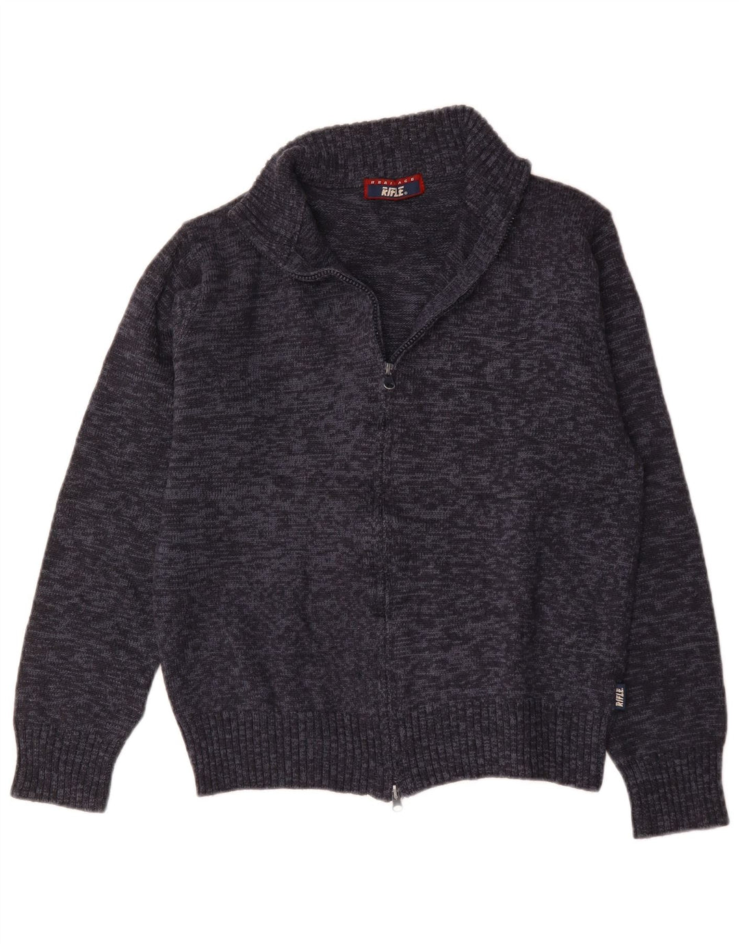 Maglione cardigan da uomo Rifle in lana screziata media blu navy