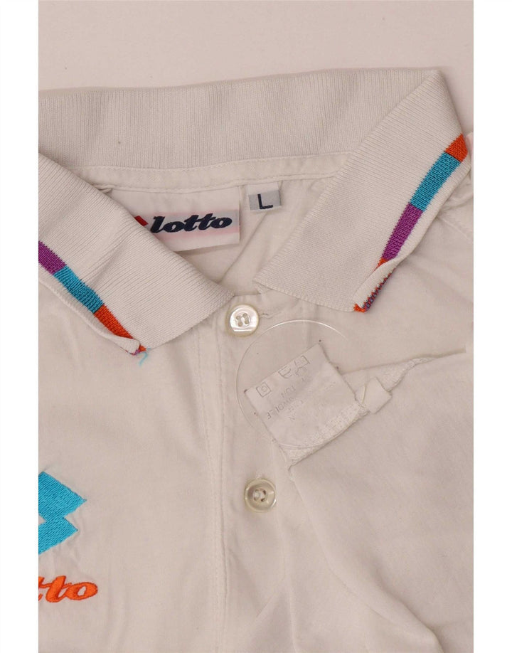 Polo grafica da uomo Lotto Large in cotone bianco