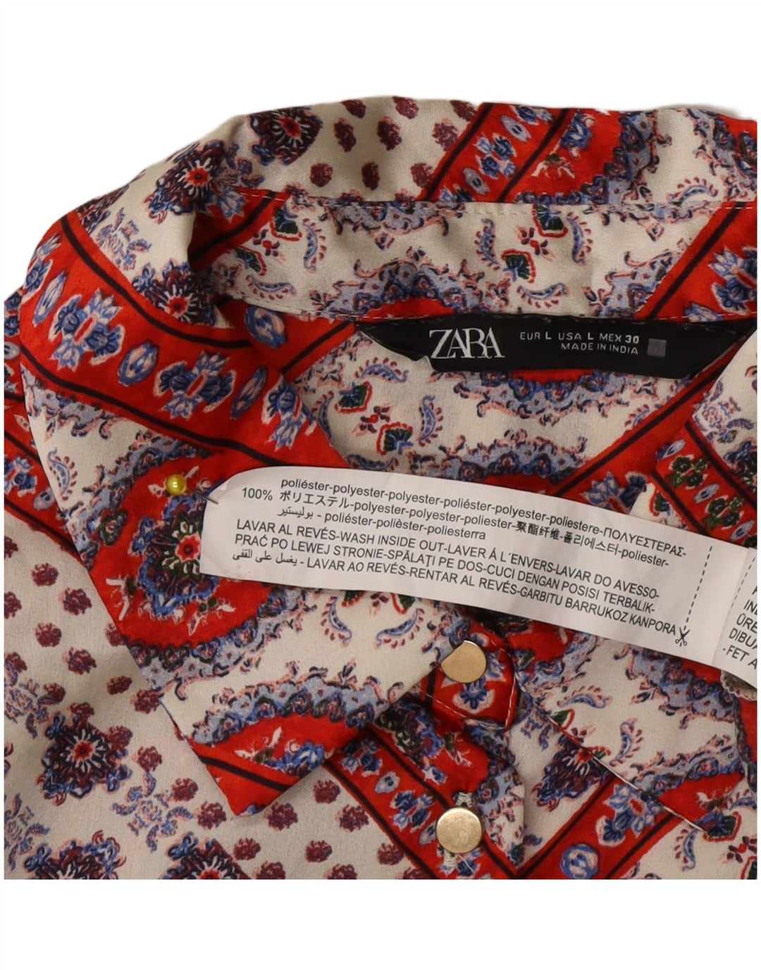 Camicetta da donna Zara UK 16 Grande poliestere floreale multicolore